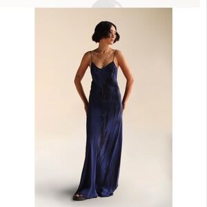 Fara boutique 100% silk Luna maxi dress in blue and black tie dye size S/M
